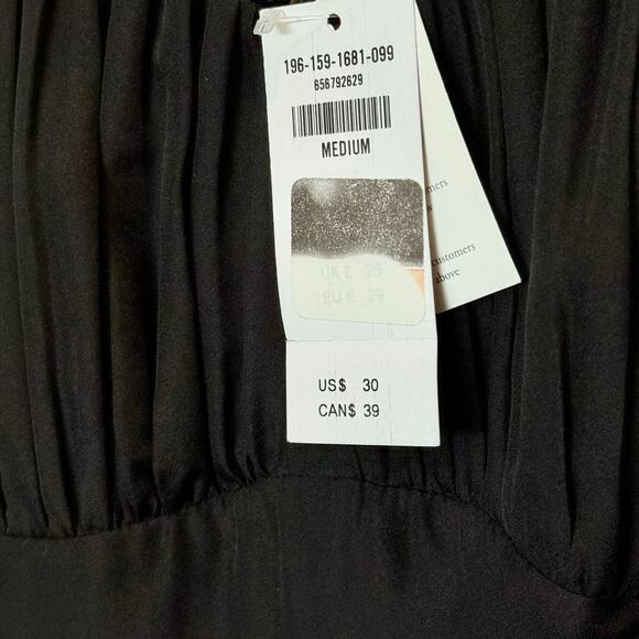 Abercrombie & Fitch Black Ruched Chiffon Empire Whimsigoth Babydoll Mini Dress M - Picture 4 of 11